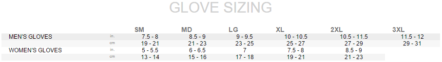 Klim Glove Size Chart