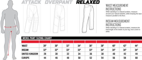 Icon Sizing Chart Mens Pants Relaxed Fit