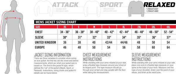 Icon Sizing Chart Mens Jacket Relaxed Fit